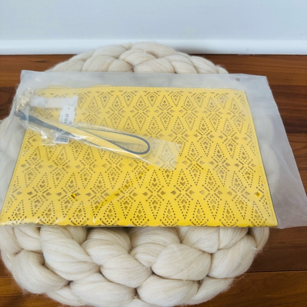 Aldo Yellow Clutch Bag with removable wrist strap New